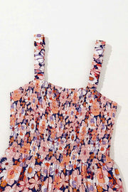 Floral Print Smocked High Waist Square Neck Jumpsuit — view 3