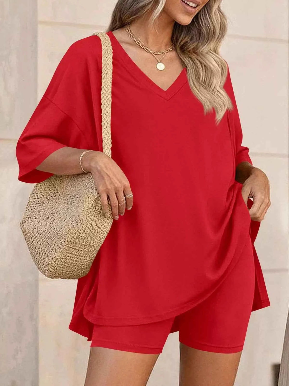 Casual Loose V-Neck T-Shirt & Shorts Set for Ultimate Comfort — view 13