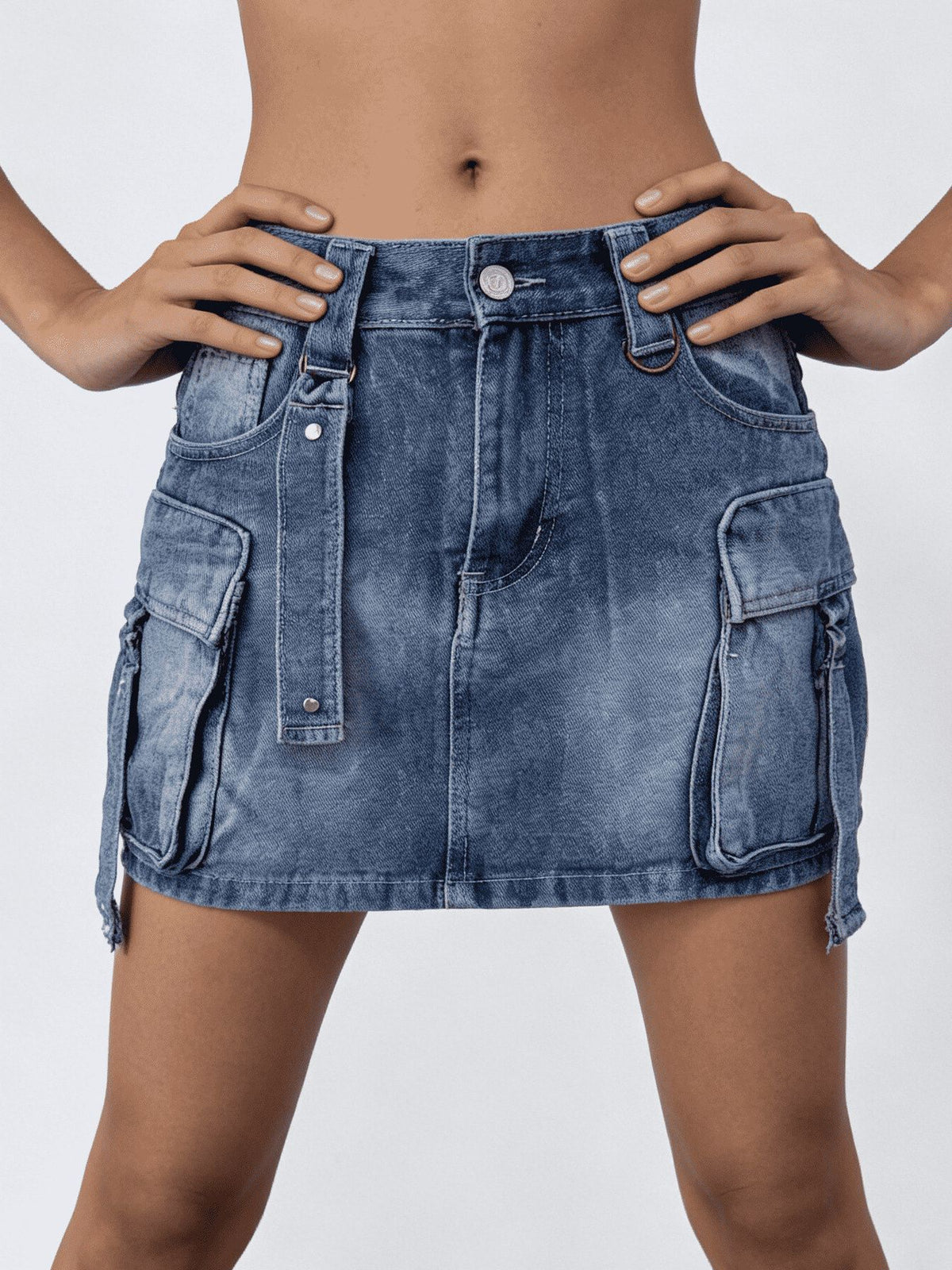 Washed Cargo Denim Skirt - Versatile Style Meets Comfort — view 13