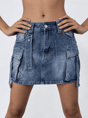 Washed Cargo Denim Skirt - Versatile Style Meets Comfort — view 13
