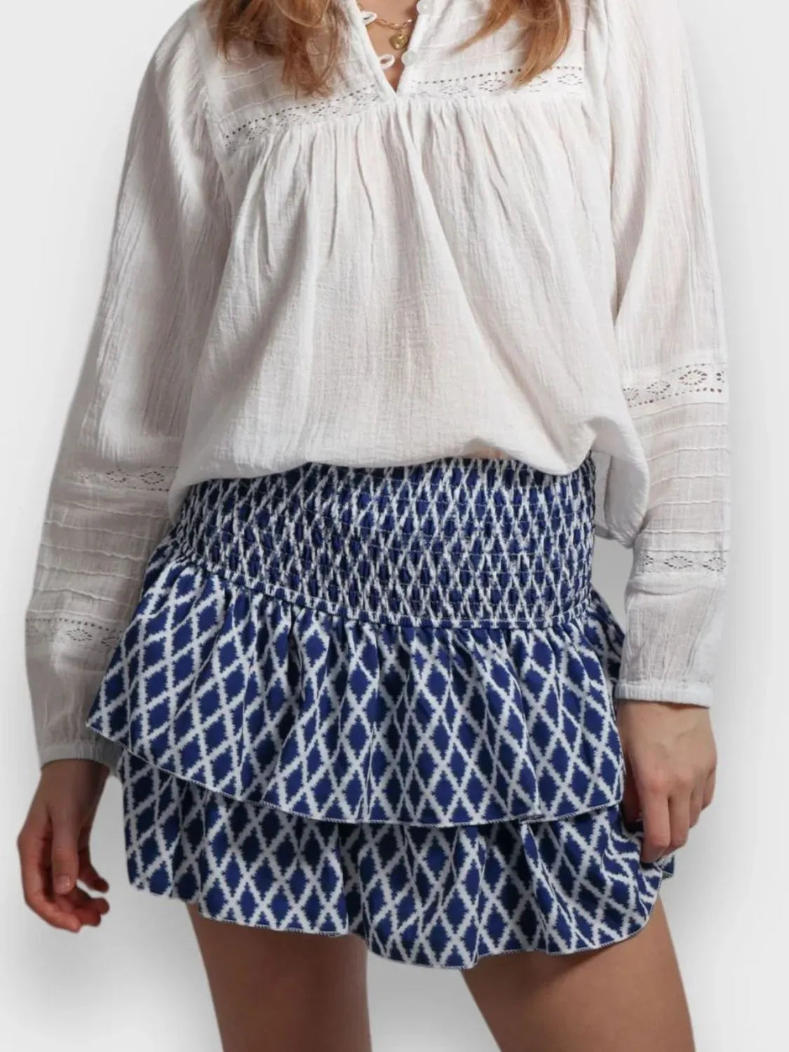 Smocked Wideband Waist Layered Mini Skirt — view 7