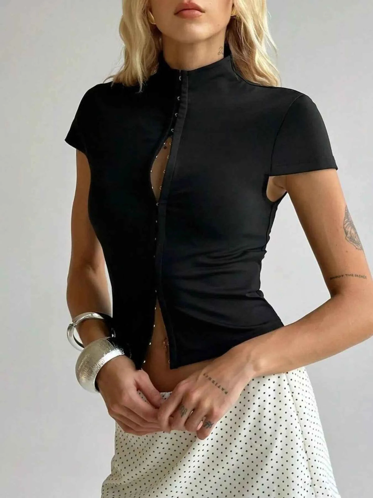 Hook and Eye Front Short Sleeve T-Shirt — view 3