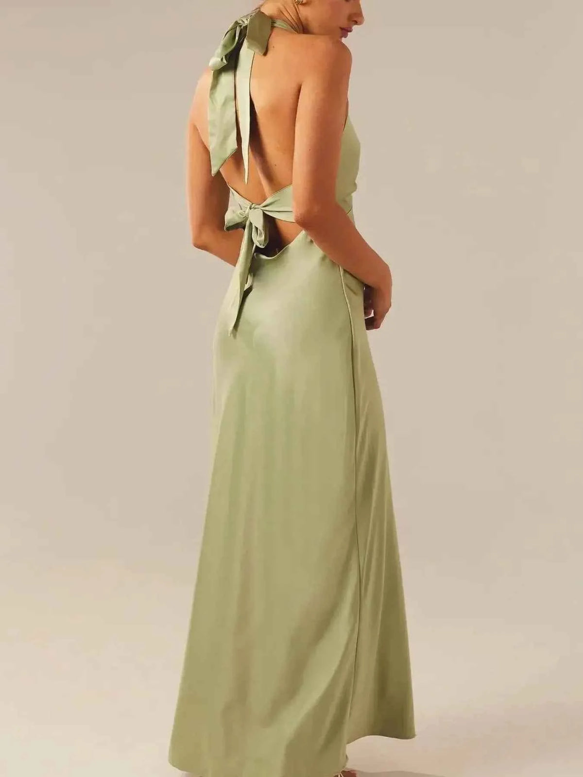 Halter Neck Wrap Maxi Dress with Tie Detail — view 2