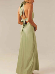 Halter Neck Wrap Maxi Dress with Tie Detail — view 2