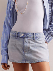 Classic Wash Denim Mini Skort - Effortless Style & Comfort — view 10