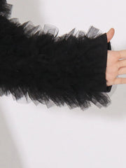 One Button Mesh Long Sleeve Blazer — view 9