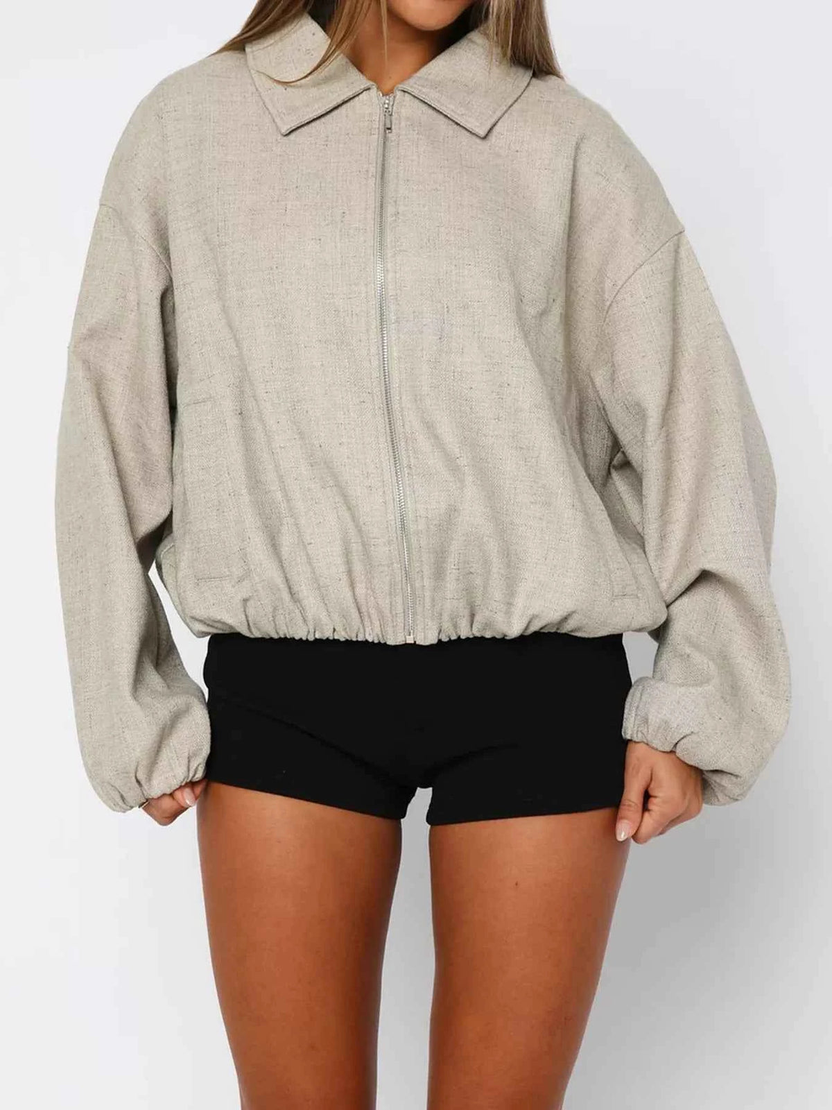 Oversized Zip-Up Drop Shoulder Jacket - Effortless Style & Comfort — view 2