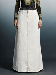 Raw Hem Maxi Denim Skirt - Effortless Style & Comfort — view 11