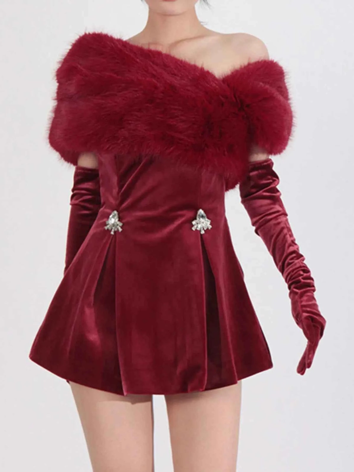 Fuzzy Off Shoulder Mini Dress — view 1