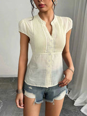 Button Up Cap Sleeve Shirt — view 4