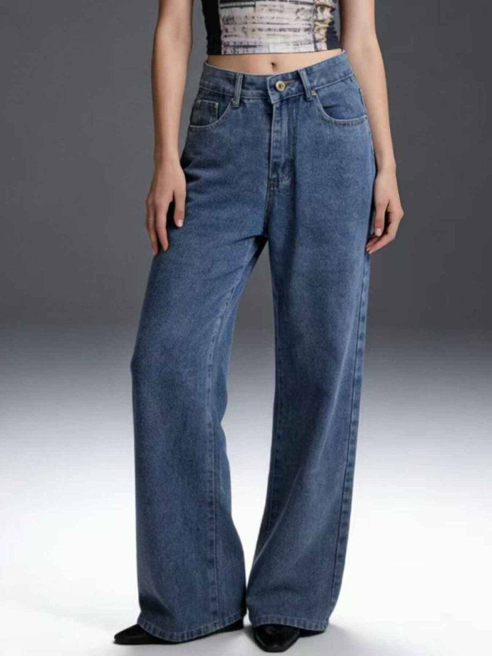 Bow Back Wide Leg Jeans - Effortless Style and Comfort — alternate view
