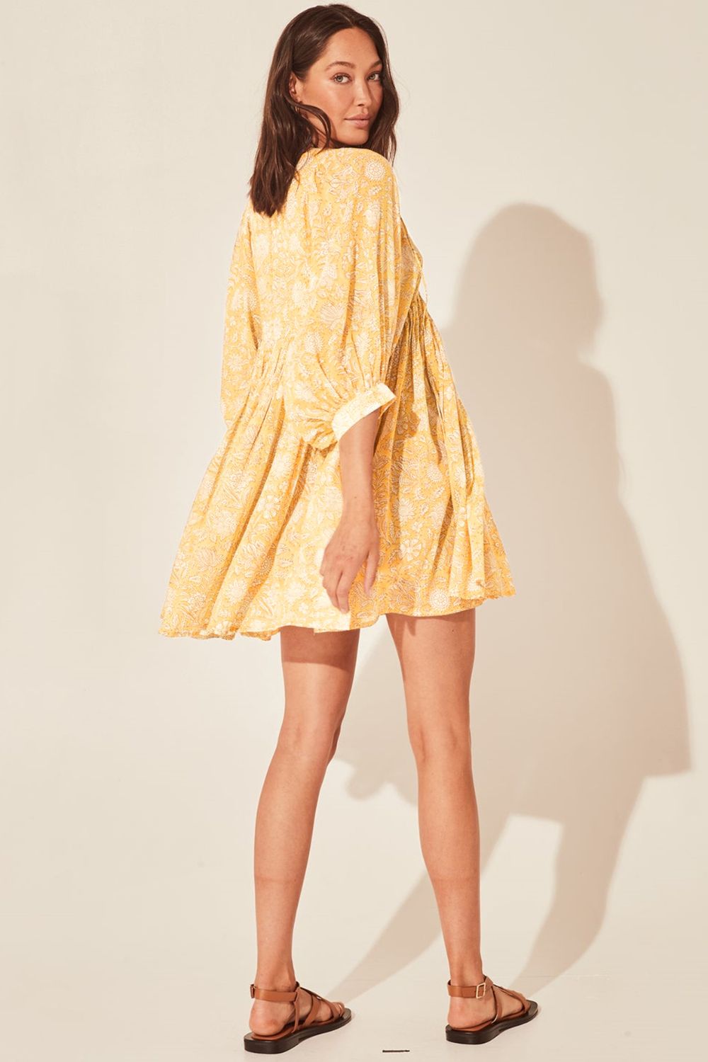 Floral Tie Neck Lantern Sleeve Dress — view 6