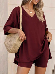 Casual Loose V-Neck T-Shirt & Shorts Set for Ultimate Comfort — view 12
