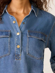 Half Snap Cropped Denim Top — view 4