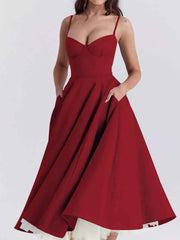 Sweetheart Neck A-Line Midi Dress — view 5