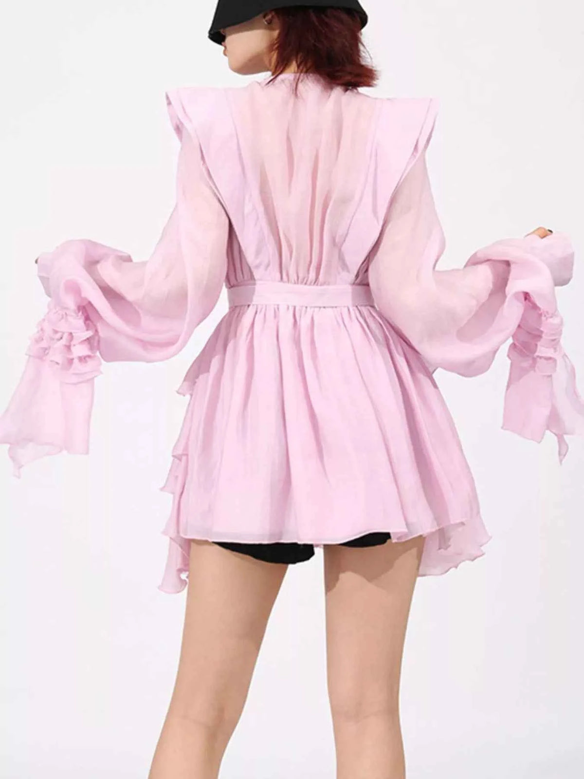 Ruffled Layered Long Sleeve Mini Dress — view 4