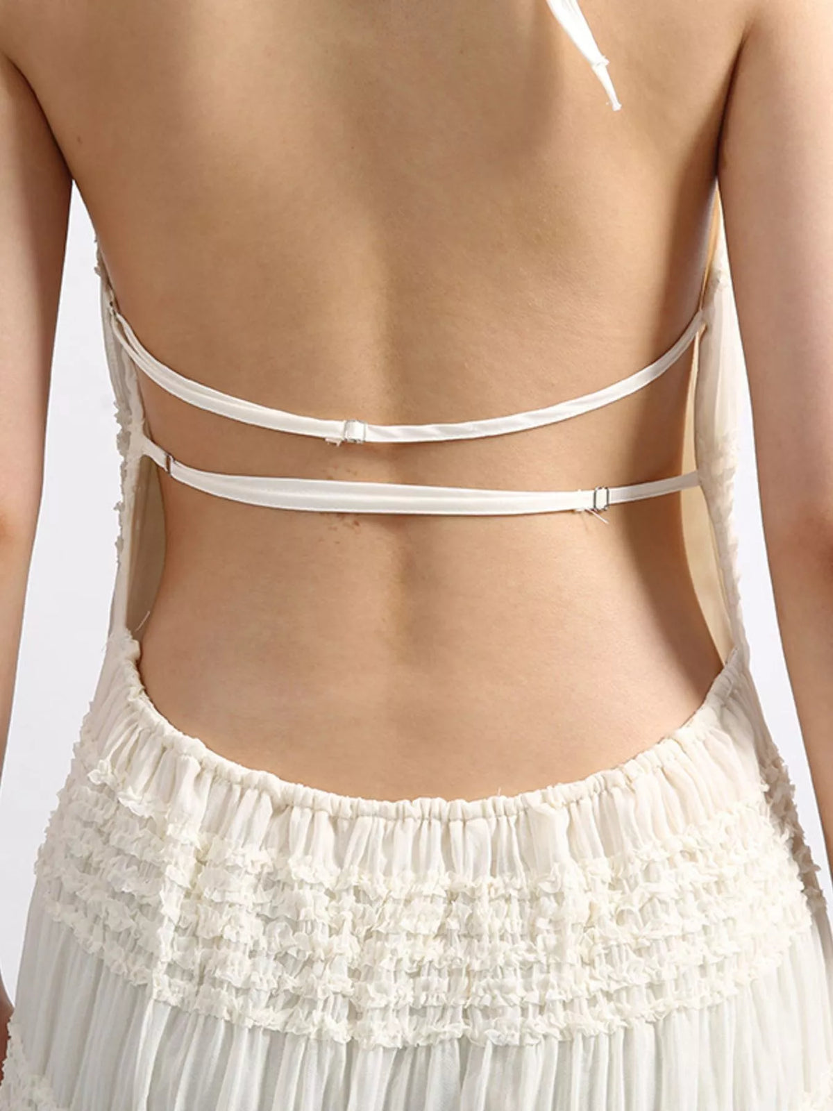Backless Halter Neck Ruched Maxi Dress — view 8