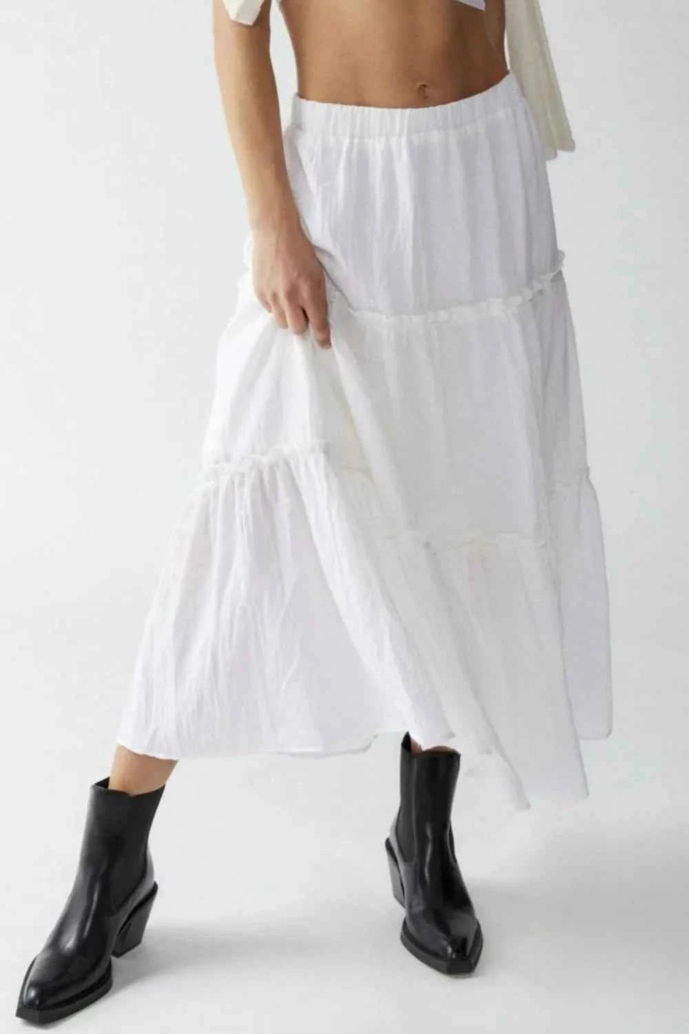 Chic Frill Elastic Waist Skirt for Effortless Style