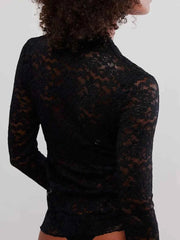V-Neck Long Sleeve Lace Top — view 4