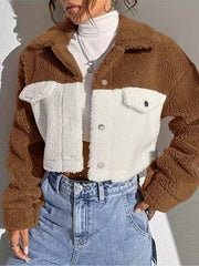 Two-Tone Plush Cropped Jacket — view 8