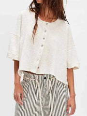 Button-Front Half Sleeve Cardigan — view 4
