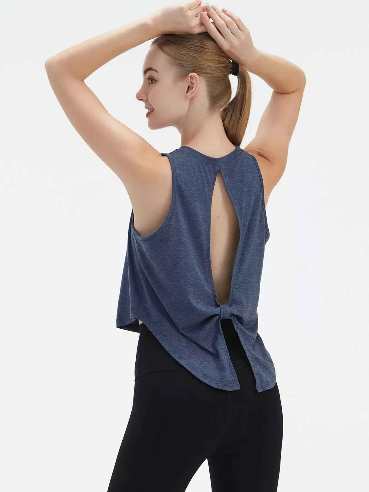 Cutout Back Round Neck Active Tank - Lightweight & Stylish Comfort — view 2
