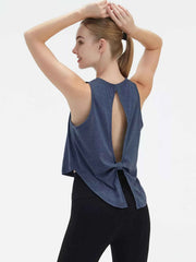 Cutout Back Round Neck Active Tank - Lightweight & Stylish Comfort — view 2