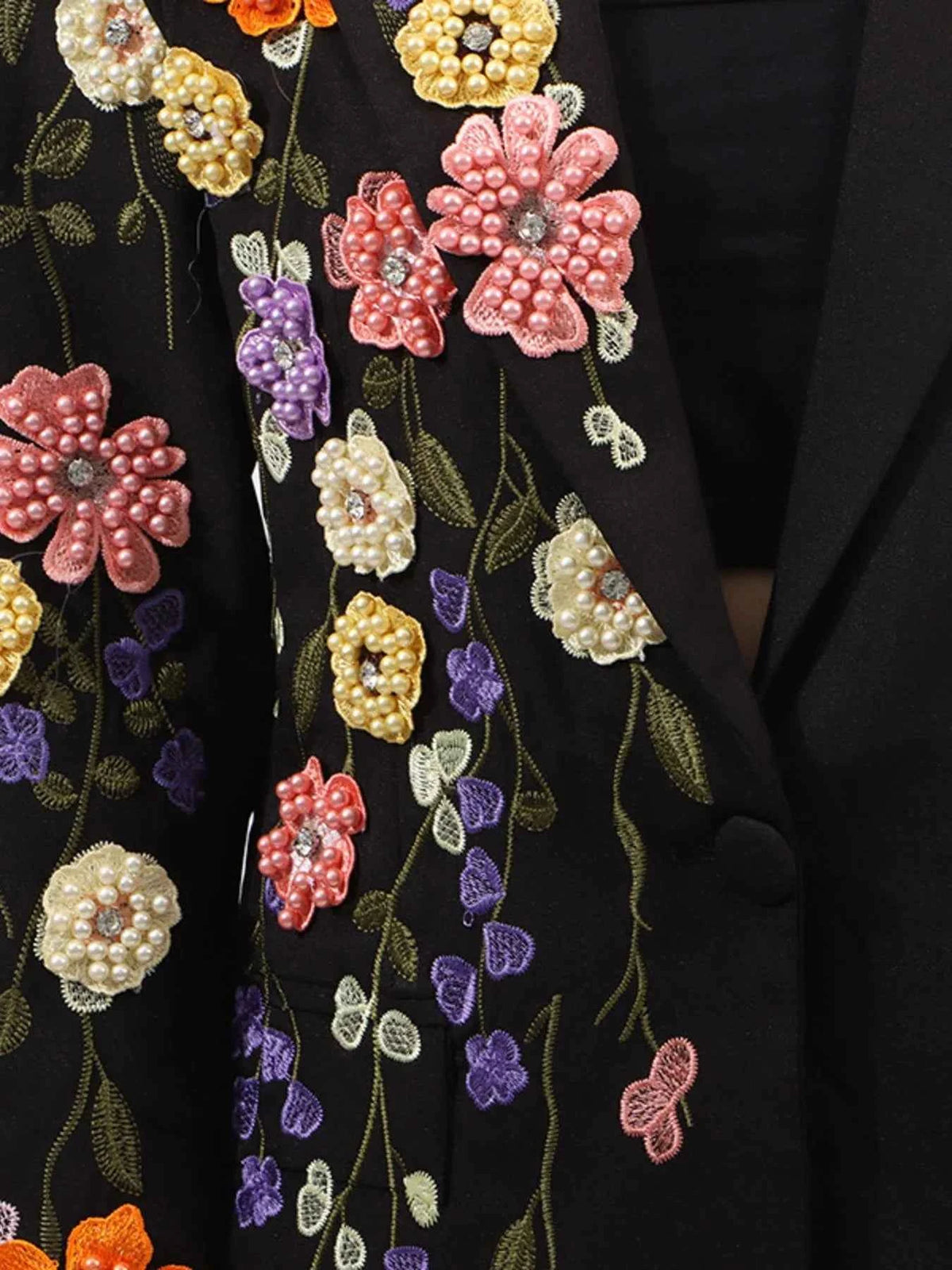 Pearl Detail Flower Lapel Collar Blazer — view 4