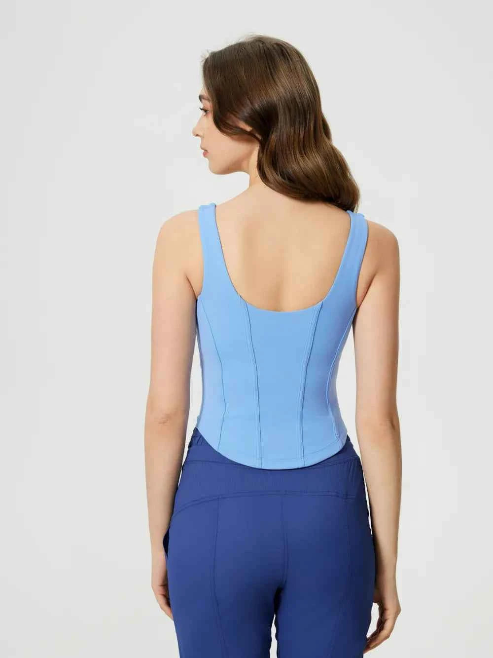 Round Neck Wide Strap Active Tank with Detachable Chest Pads — view 11