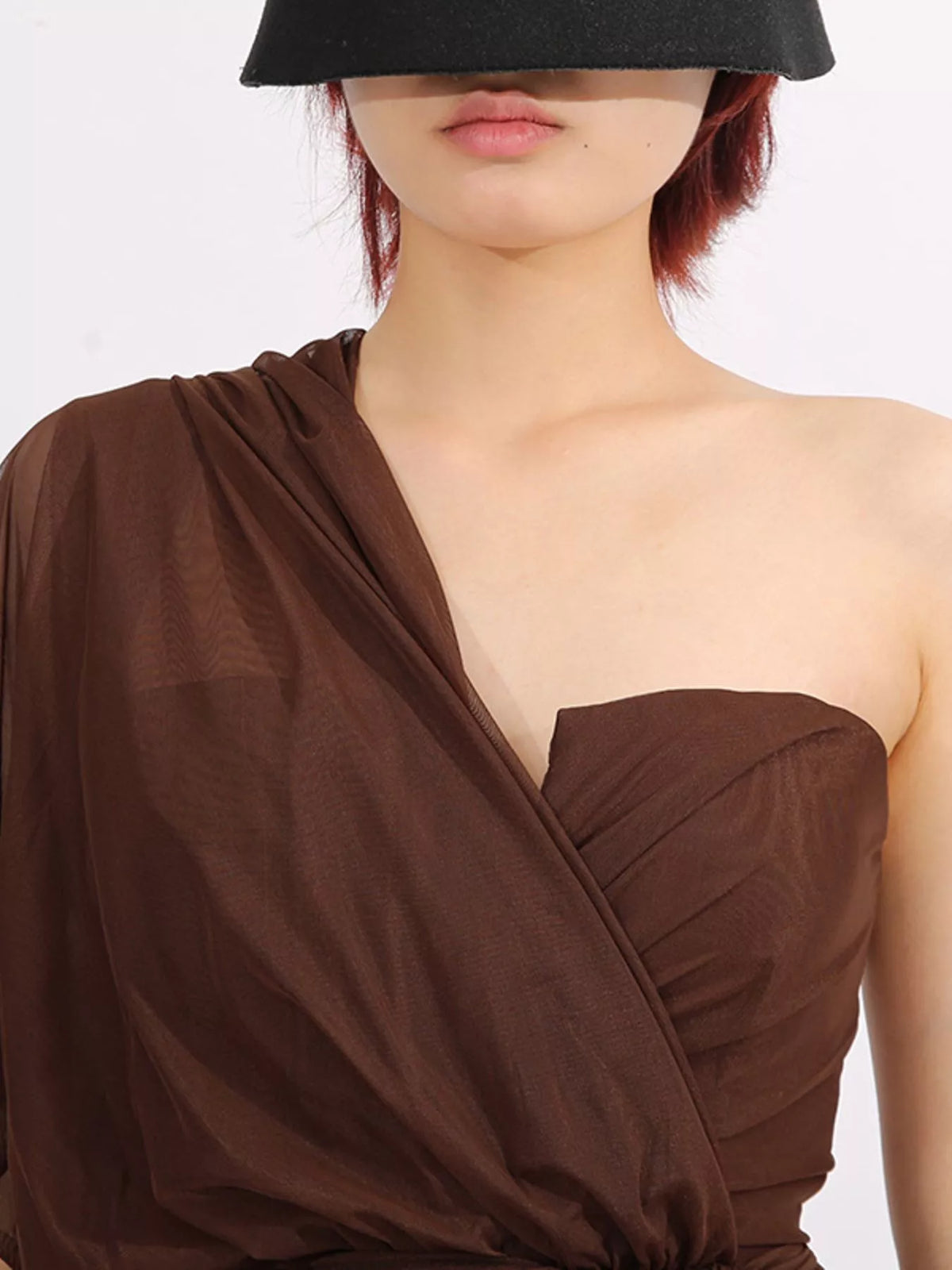 One-Shoulder Flowy Mesh Dress — view 5