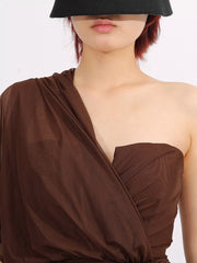 One-Shoulder Flowy Mesh Dress — view 5