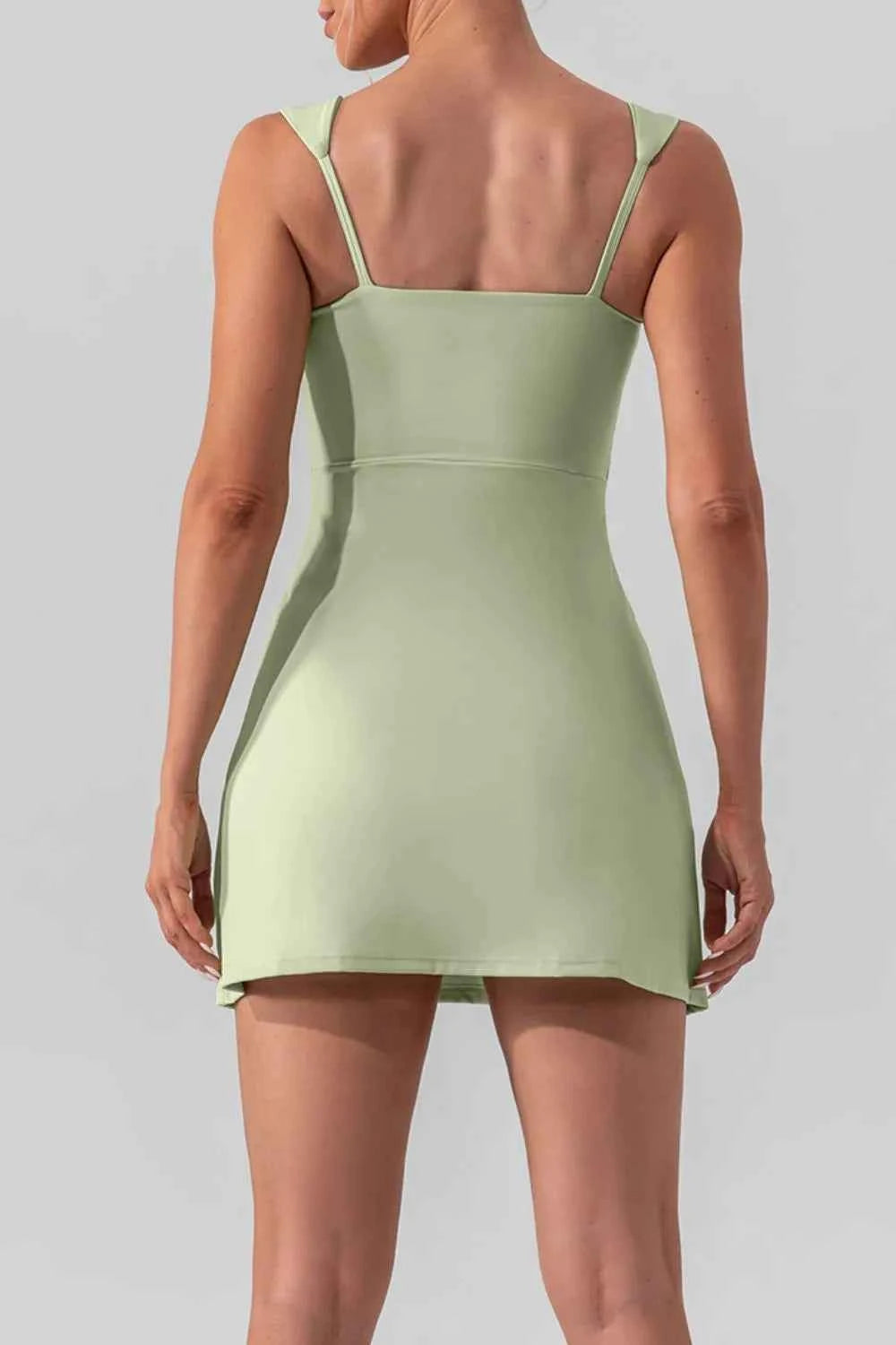 Square Neck Sleeveless Slit Mini Active Dress — view 6