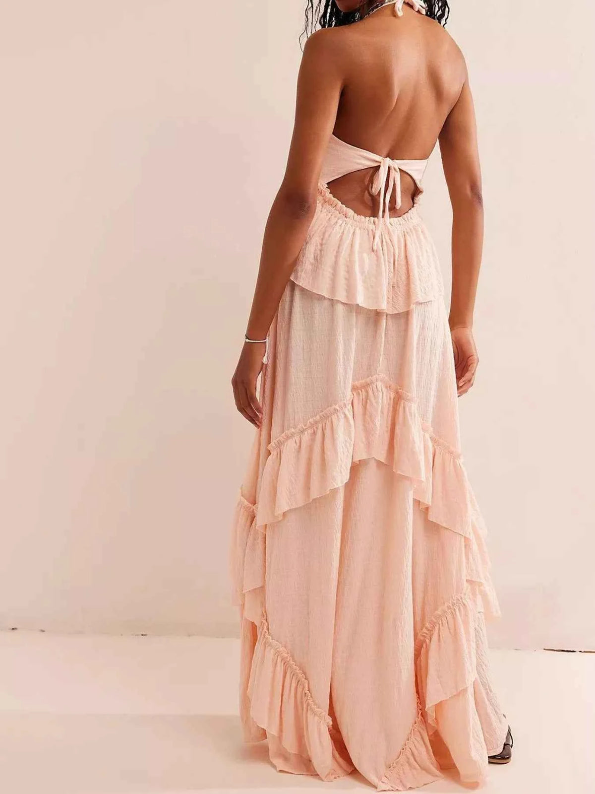 Chic Ruffled Halter Neck Maxi Dress for Effortless Style — view 25