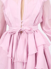 Ruffled Layered Long Sleeve Mini Dress — view 6