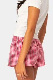 Plaid Elastic Waist Shorts — view 3