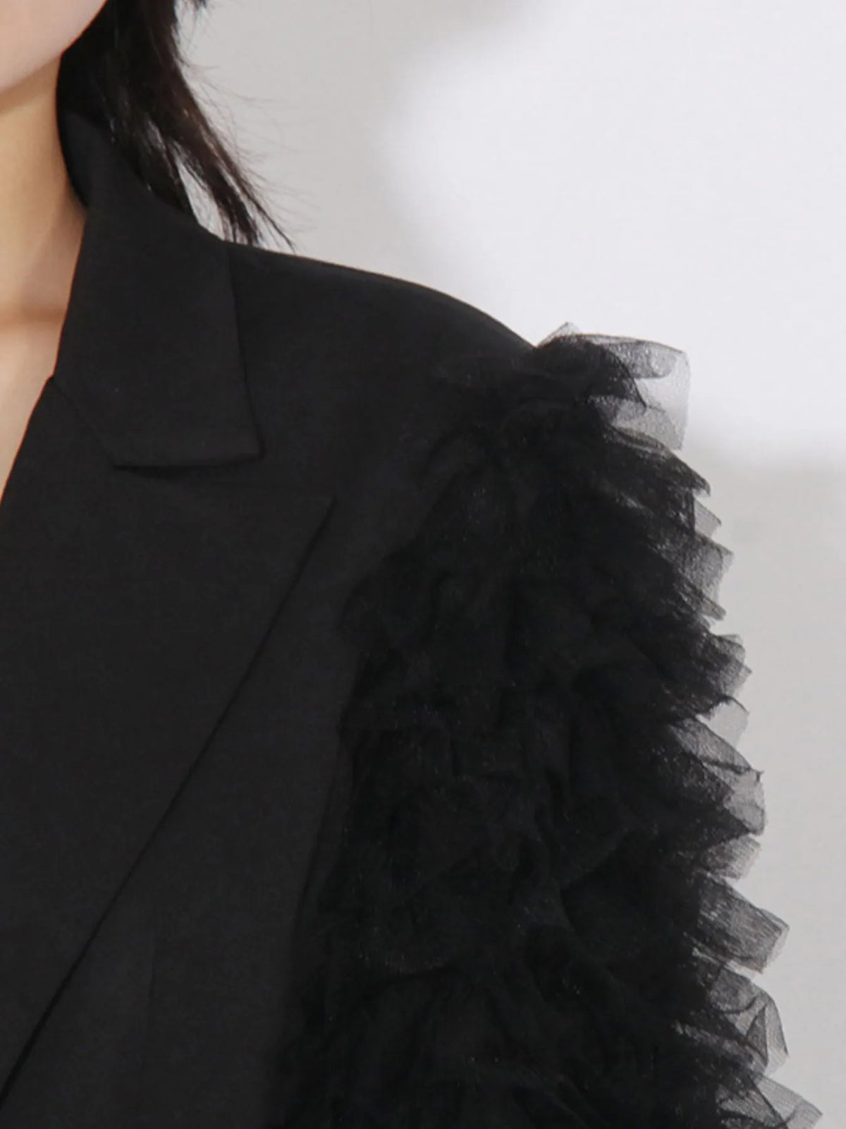 One Button Mesh Long Sleeve Blazer — view 6