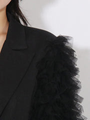 One Button Mesh Long Sleeve Blazer — view 6