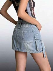 Washed Cargo Denim Skirt - Versatile Style Meets Comfort — view 4