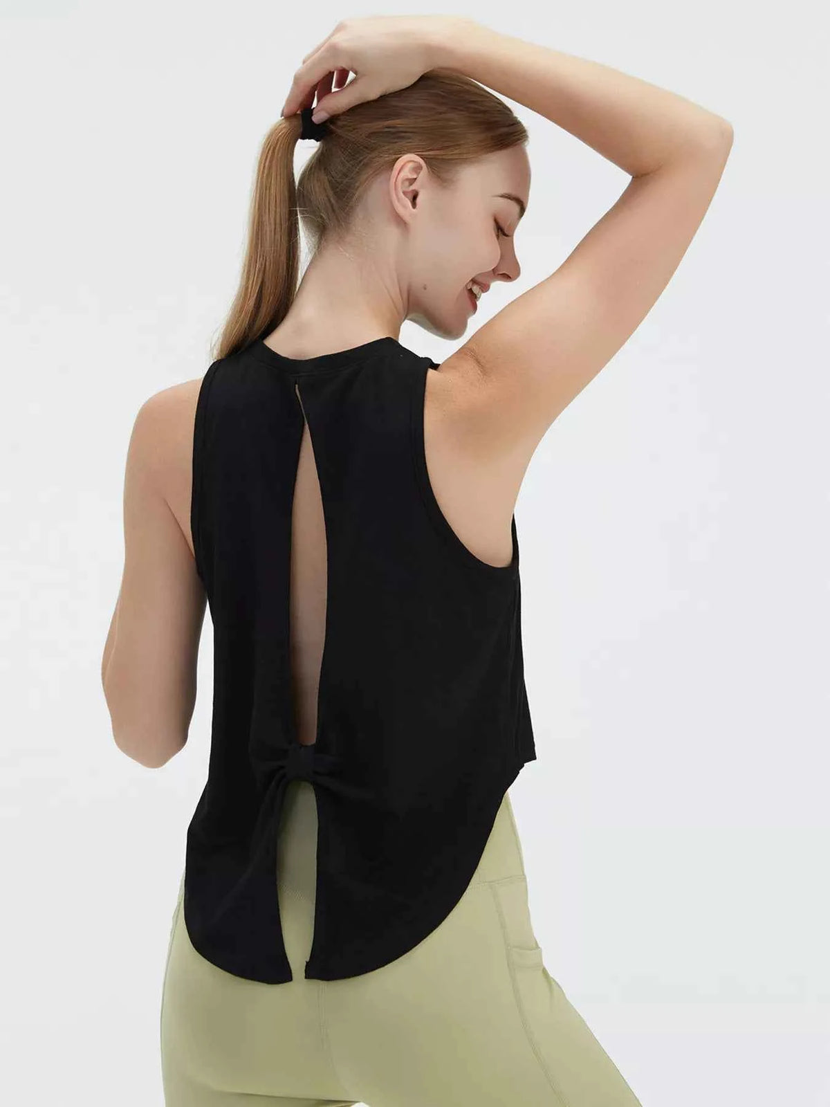 Cutout Back Round Neck Active Tank - Lightweight & Stylish Comfort — view 15