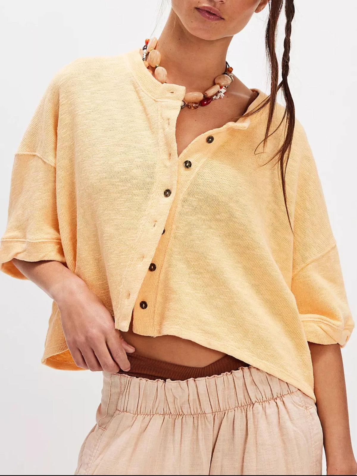 Button-Front Half Sleeve Cardigan — view 8