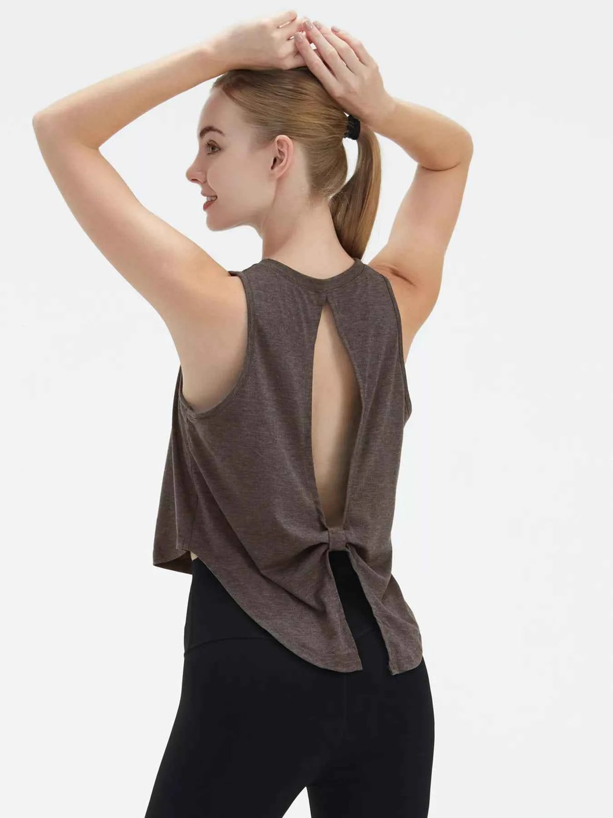 Cutout Back Round Neck Active Tank - Lightweight & Stylish Comfort — view 9