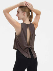 Cutout Back Round Neck Active Tank - Lightweight & Stylish Comfort — view 9
