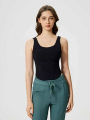 Round Neck Wide Strap Active Tank with Detachable Chest Pads — view 13