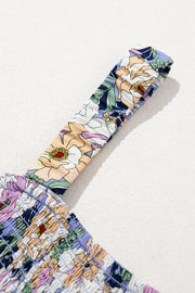 Floral Print Smocked High Waist Square Neck Jumpsuit — view 11