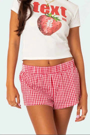 Plaid Elastic Waist Shorts — view 5