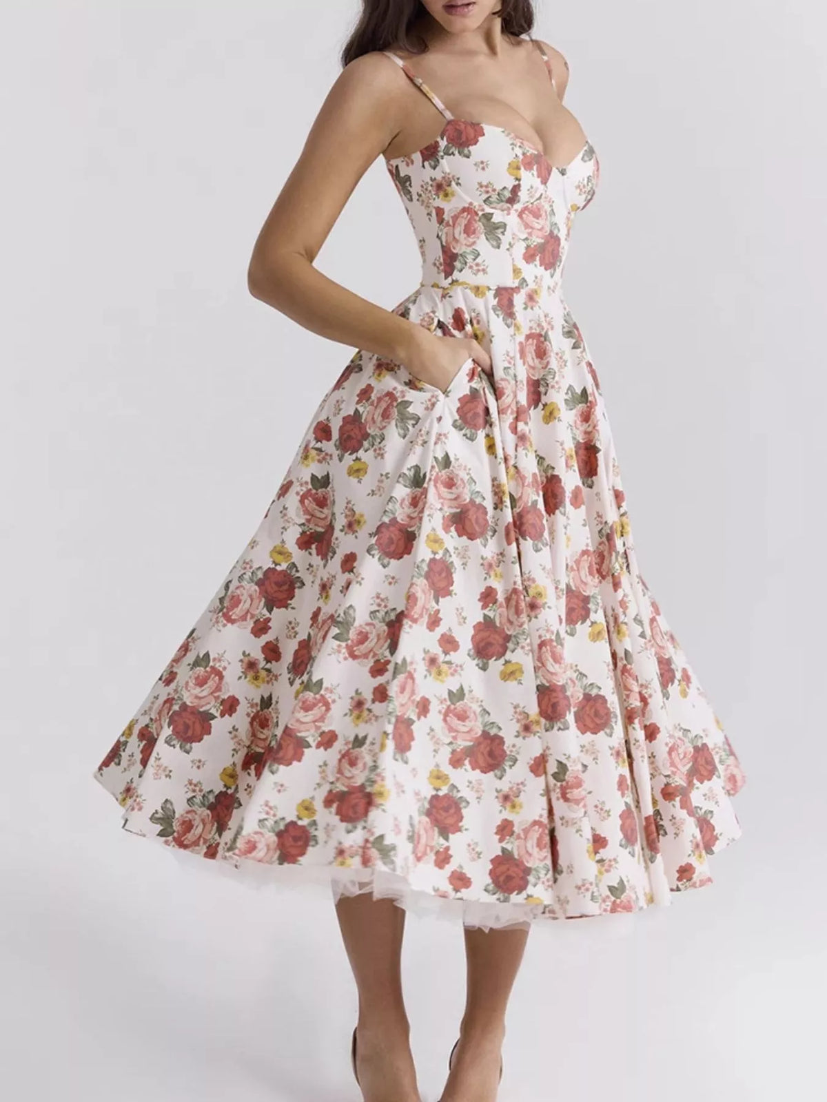 Sweetheart Neck A-Line Midi Dress — view 15