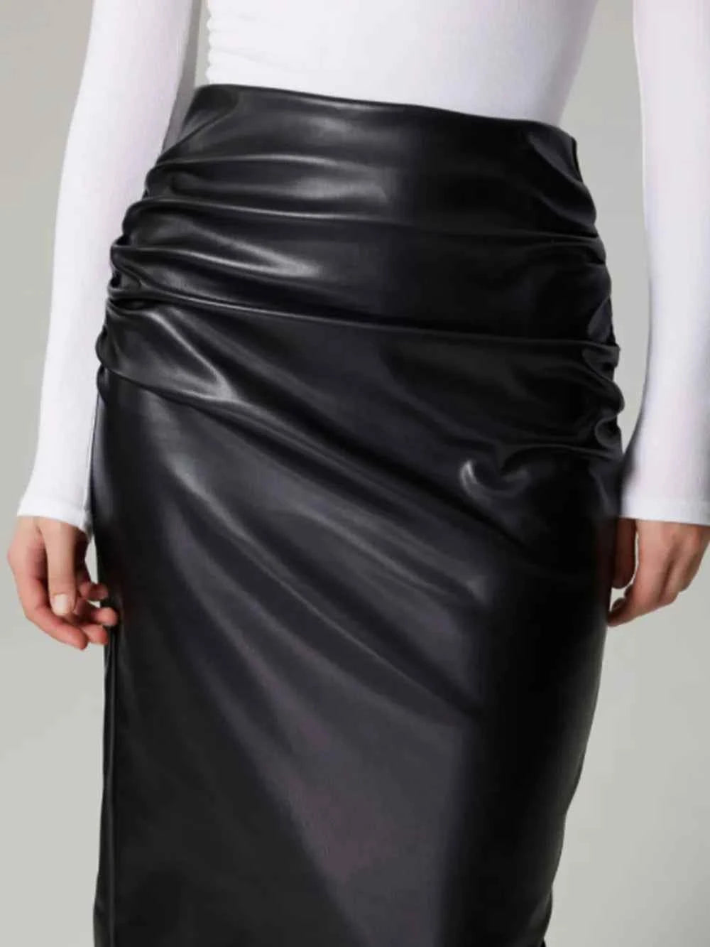 Slit Back Ruched Midi Skirt — view 4