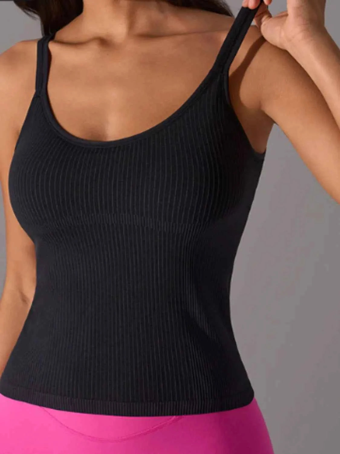 Scoop Neck Active Tank with Detachable Chest Pads — view 8