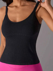 Scoop Neck Active Tank with Detachable Chest Pads — view 8