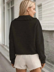 Button Up Long Sleeve Cardigan with Peter Pan Collar — view 5